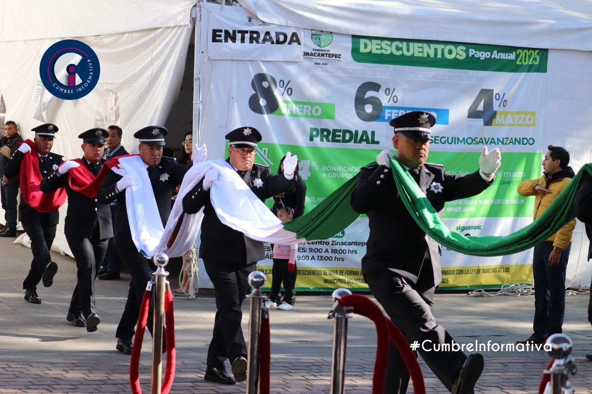 Zinacantepec celebra el Día de la Bandera con emotivo acto cívico