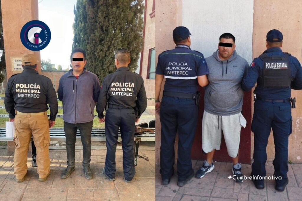 Se les acabó la suerte: Policía de Metepec detiene a dos hombres por presuntos delincuentes