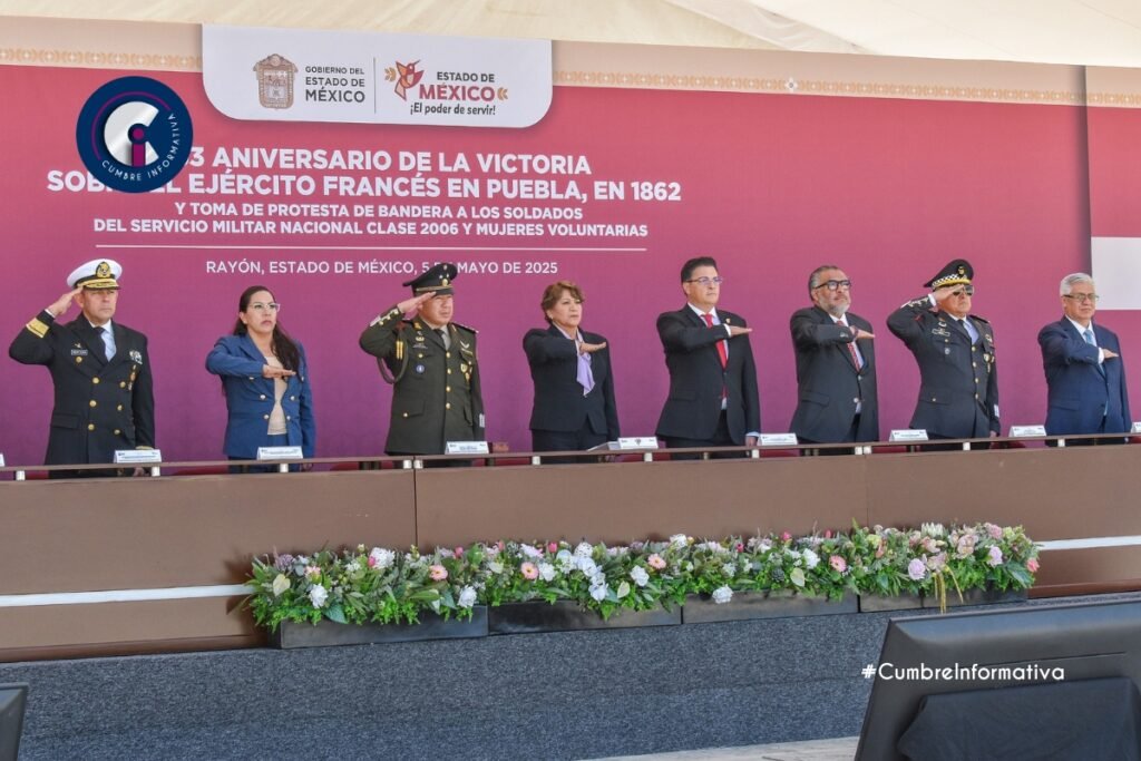 Delfina Gómez conmemora la Batalla de Puebla junto a Fuerzas Armadas en Rayón