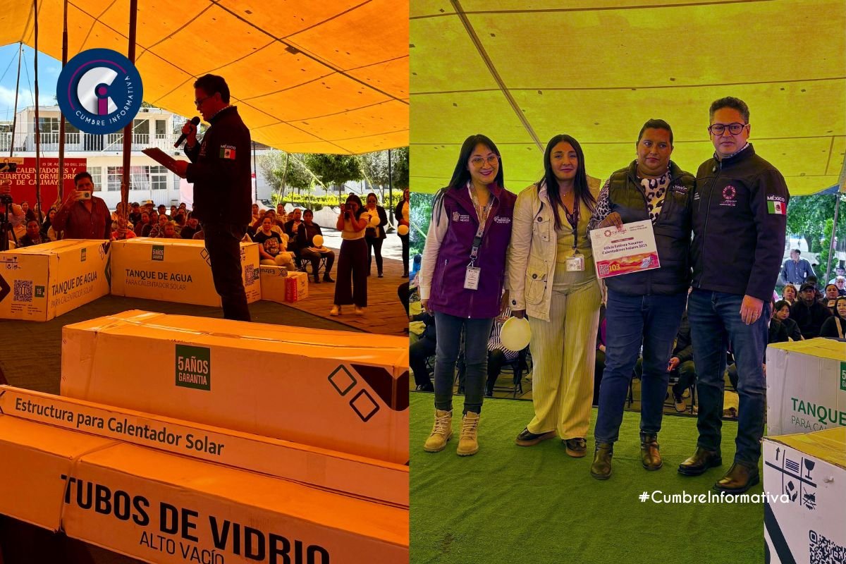 Omar Sánchez entrega cuartos dormitorios y calentadores solares a pobladores de Calimaya