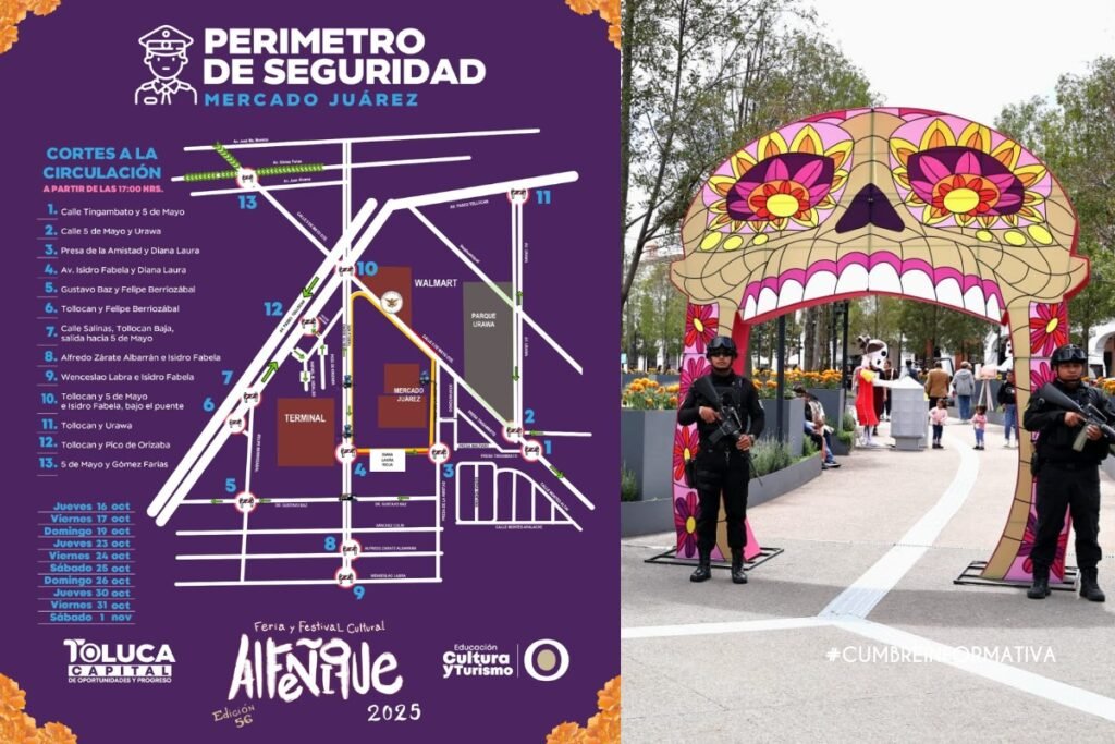 'cierres viales en Toluca por Festival alfeñique'