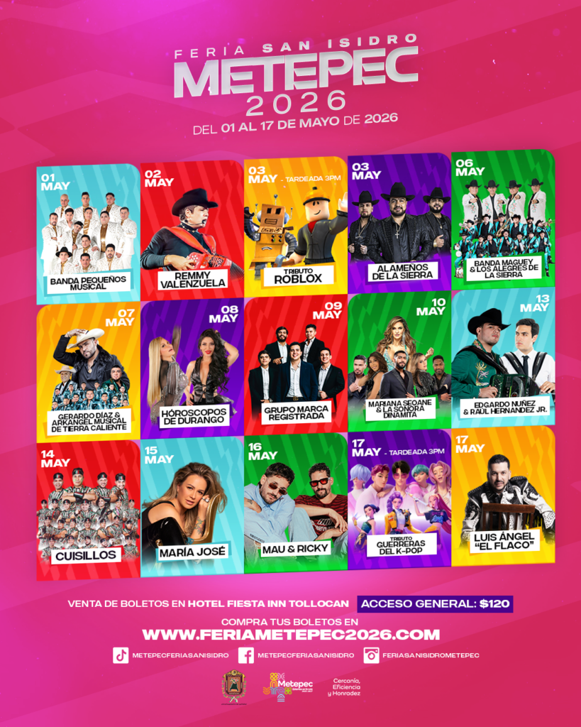 Revelan cartel de la Feria San Isidro Metepec 2026